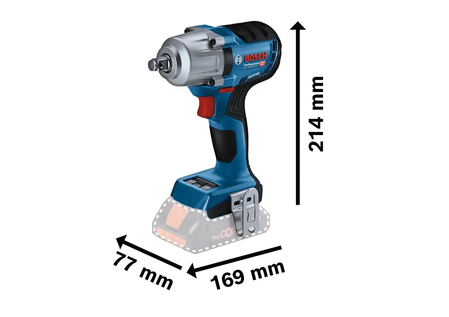 Bosch Professional vastupidav 18V löökmutrikeeraja 450Nm – pakend ja tarvikud