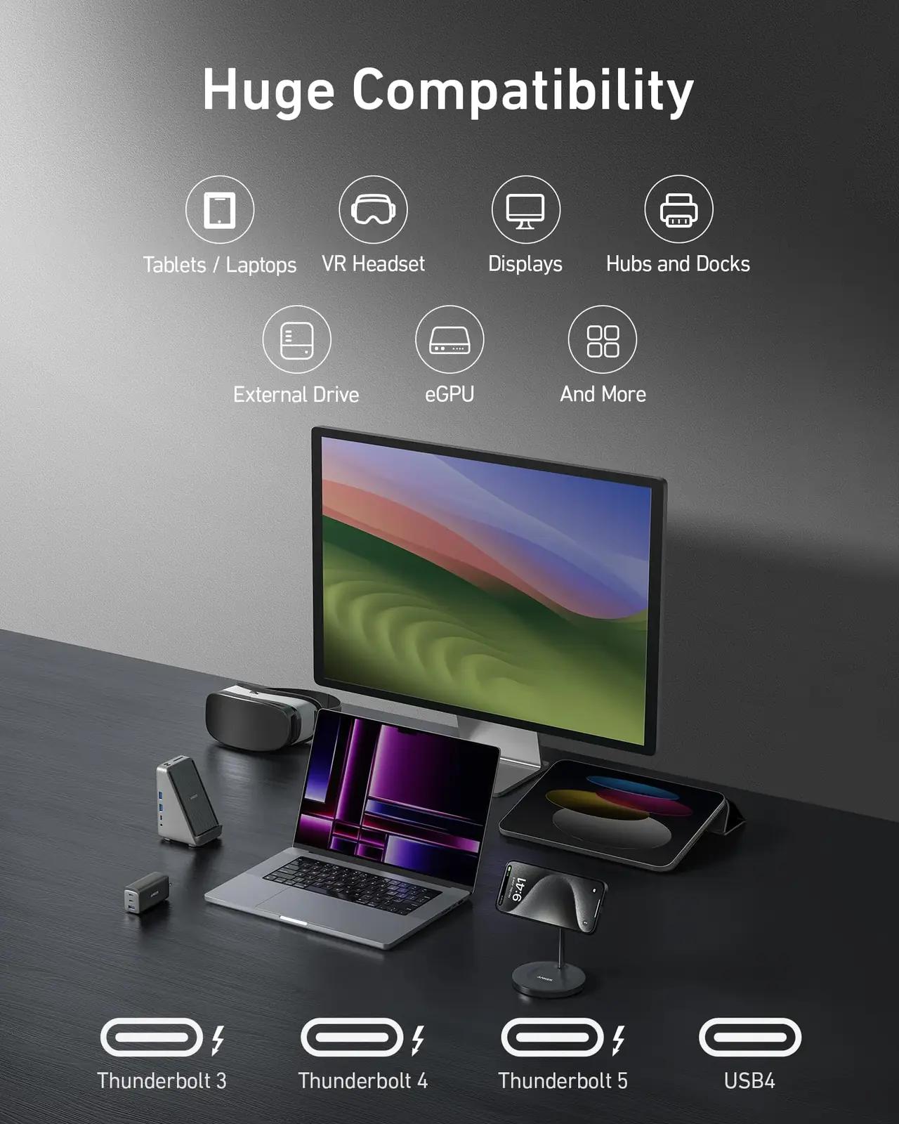 Anker tugev Thunderbolt 4 kaabel 2 m – kiire laadimine – pilt 7