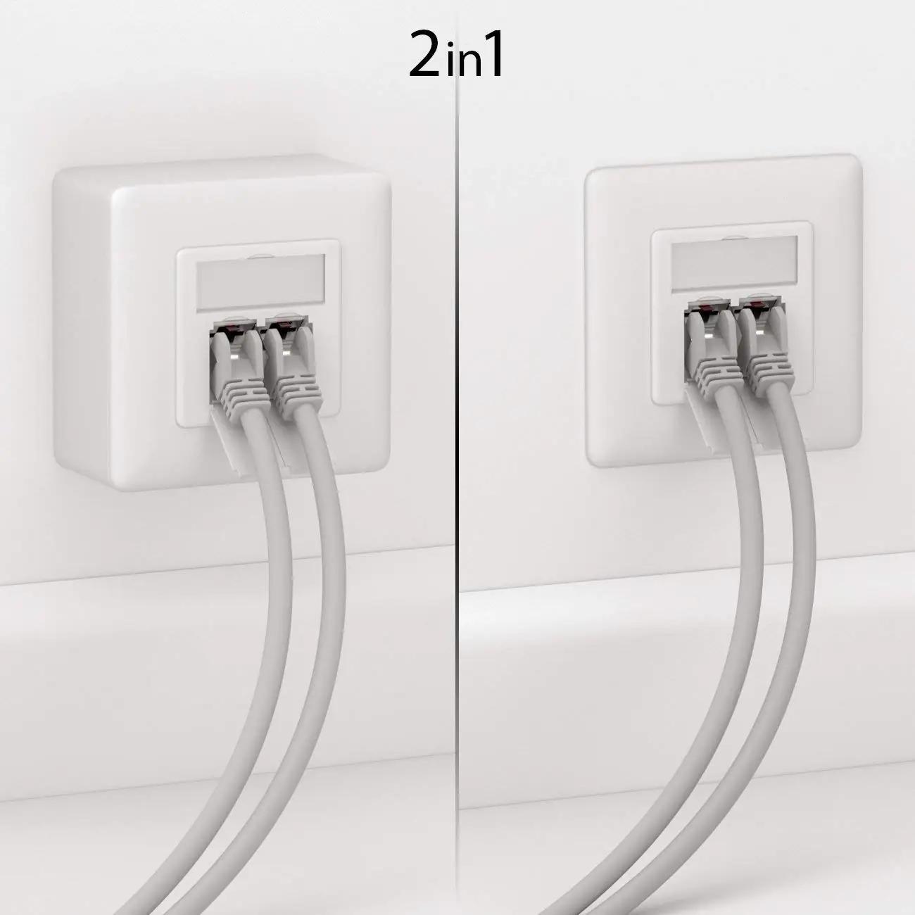 deleyCON CAT 6a võrgupesa 2x RJ45 — tugev, kaetud valge komplekt – pilt 7