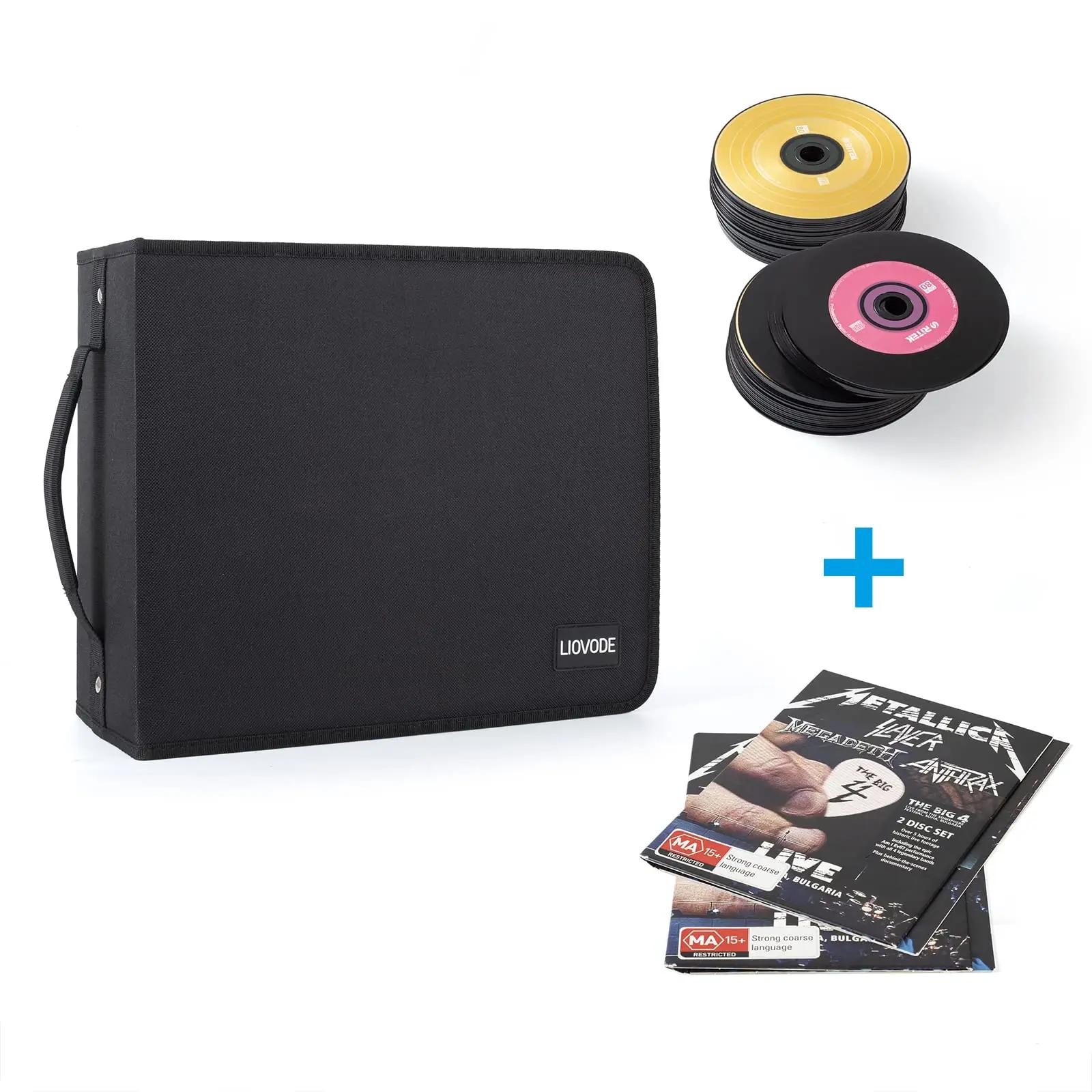 LIOVODE vastupidav nylon DVD-kott 200 DVD ja 100 bookletiga – detailne vaade
