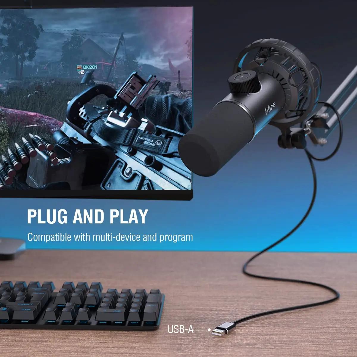 FIFINE metallist gaming-mikrofon USB-C — selge heli ja RGB – lisavaade