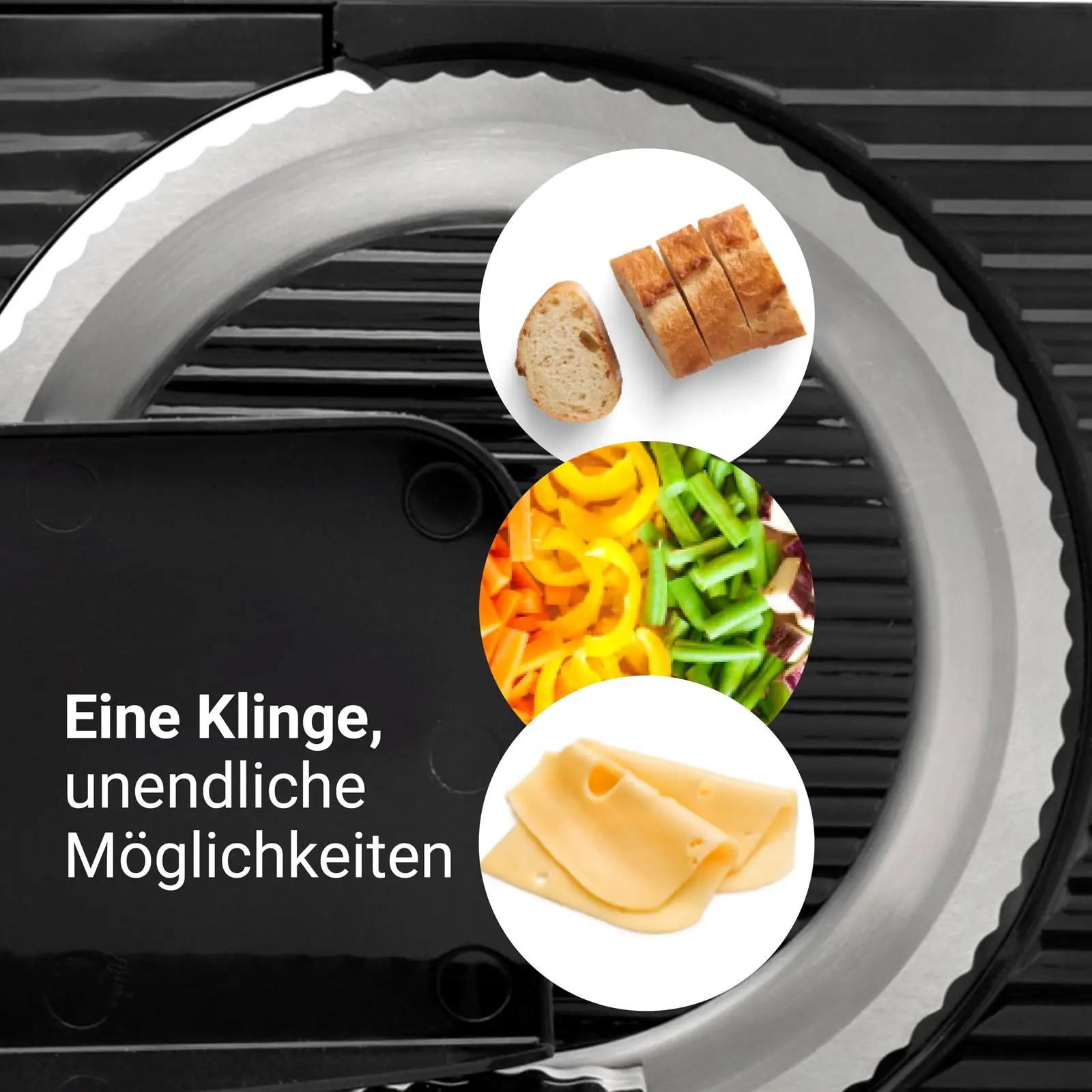 EUREL köögilõikur RS42 WHITE — kompaktne roostevabast tera – pakend ja tarvikud