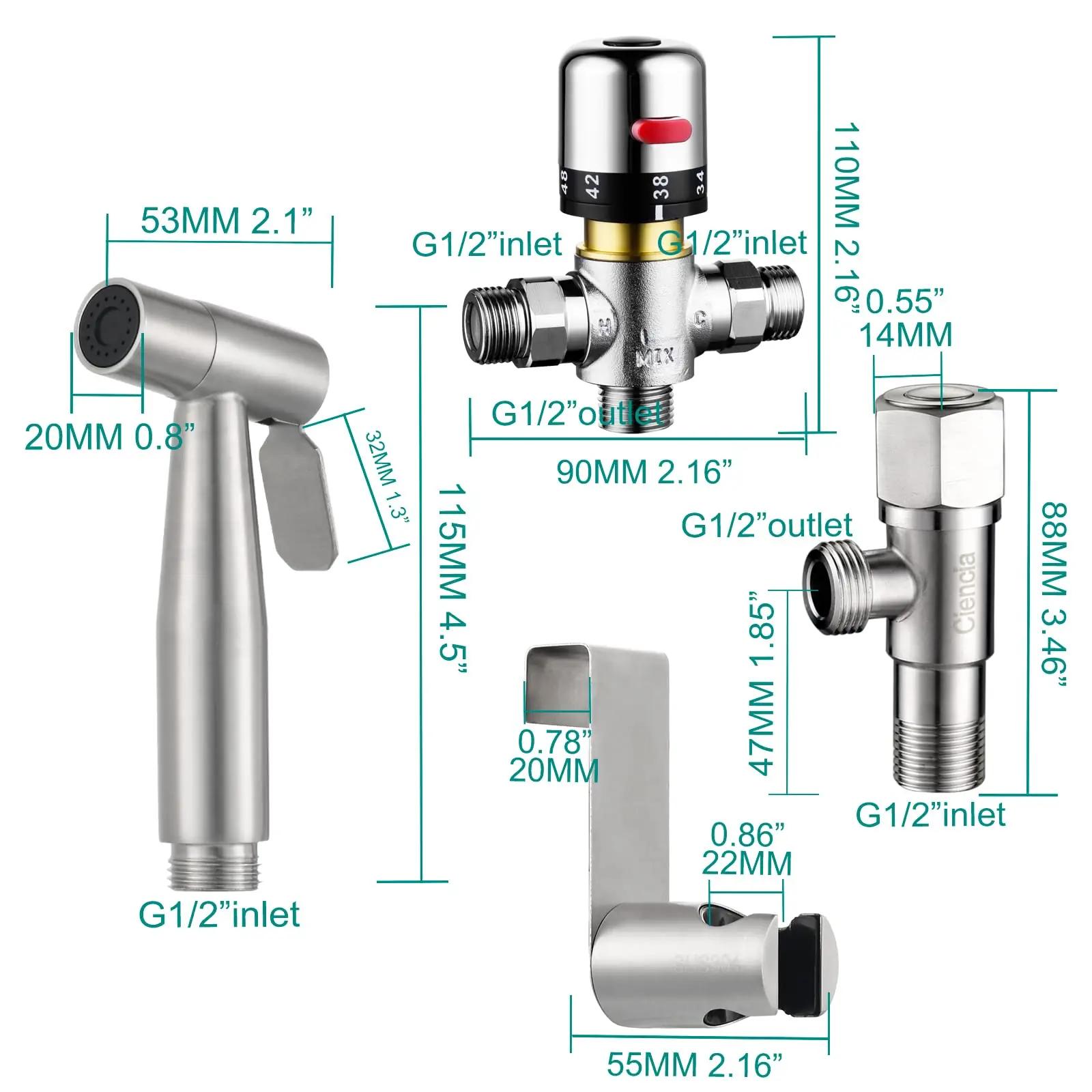 Tecmolog roostevaba bidet-sädelev hügieenidušš dušikomplekt – pilt 6