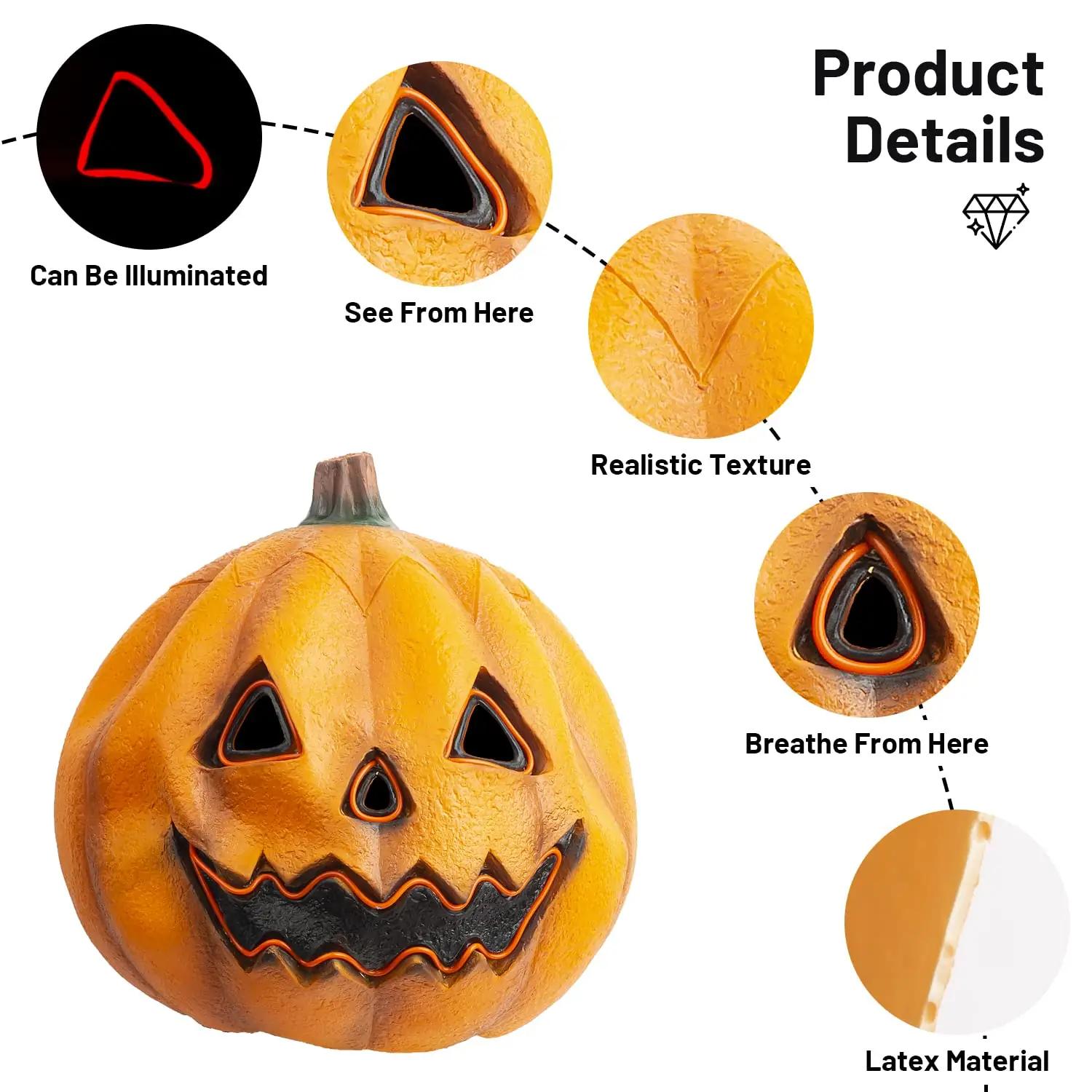Creepy Party oranž kummist Halloween mask — realistlik peakattega – pilt 7