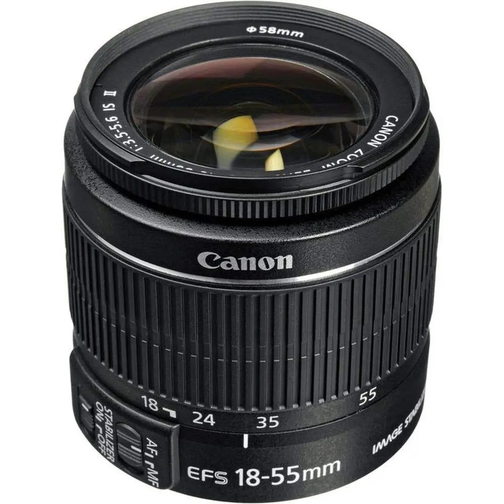 Canon universaalne 18–55mm objektiiv — kerge ja mitmekülgne – pakend ja tarvikud