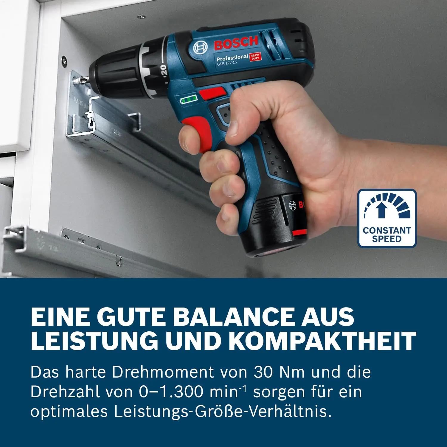 Bosch Professional töökindel 12V juhtmeta puur-viilija komplekt – lisavaade