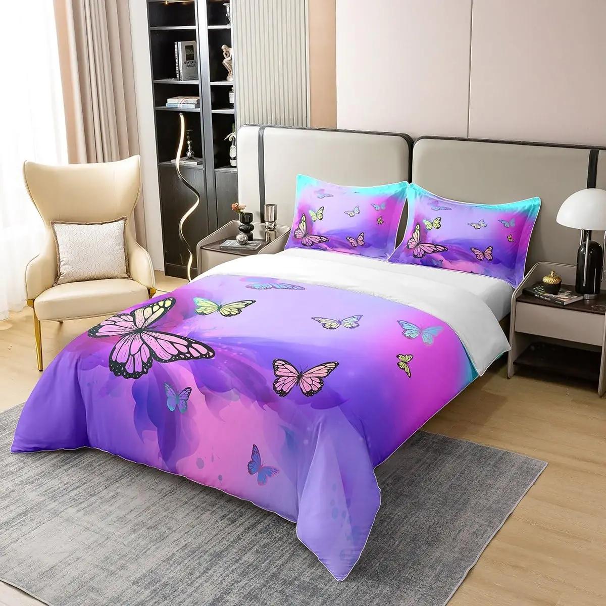 Homewish puuvillane voodipesukomplekt liblikamustriga 140×200 – pakend ja tarvikud