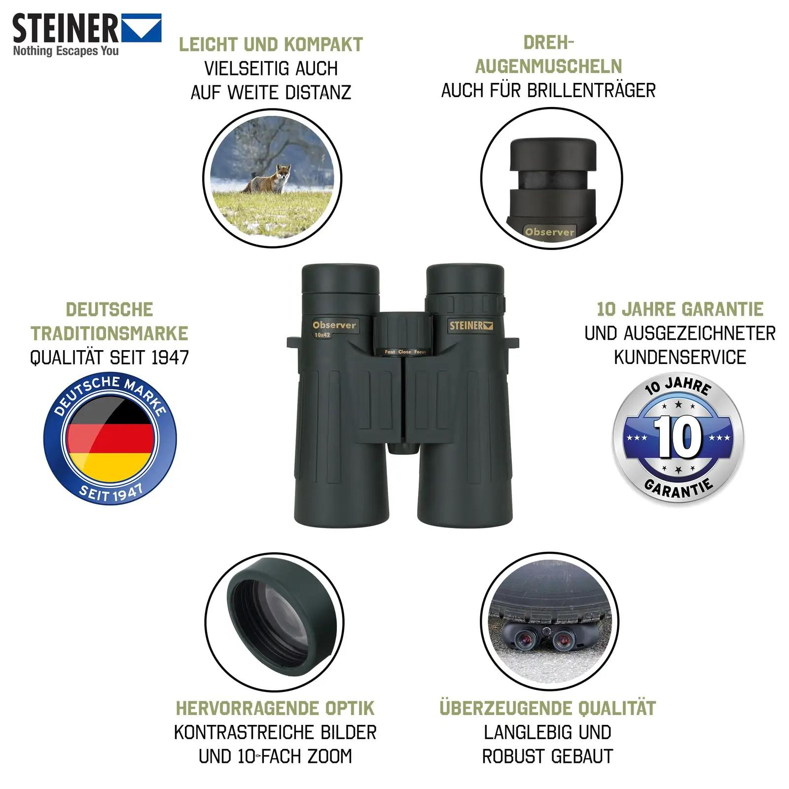Steiner vastupidav binokkel 10×42 – kompaktne jahiks – detailne vaade