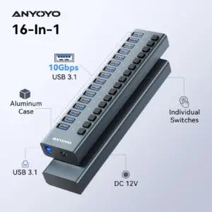 ANYOYO 716 (16xUSB 3.0 ) arvutid ja tarvikud – detailne lähivaade