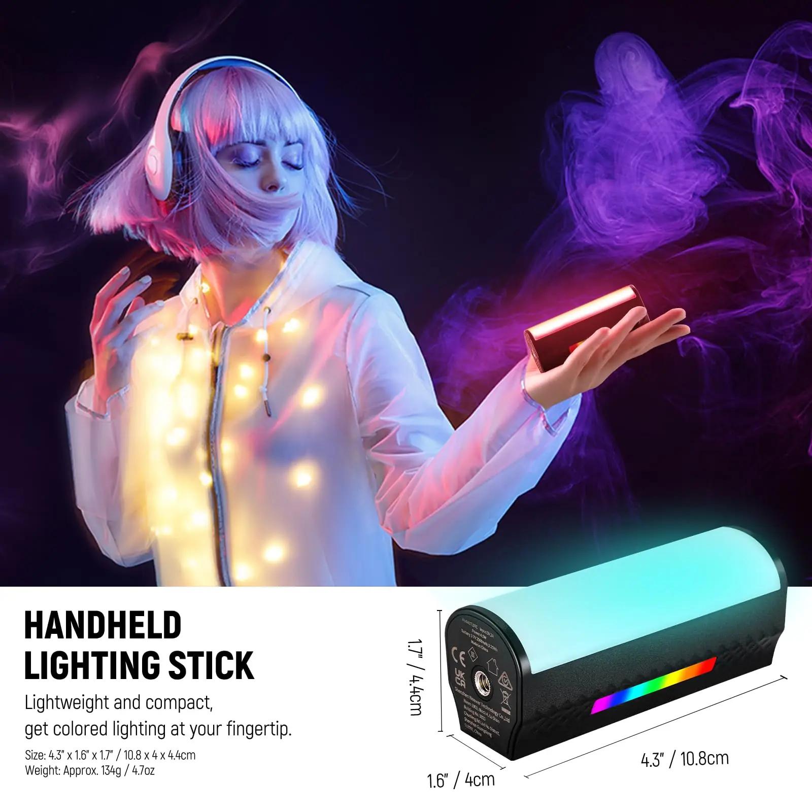 NEEWER LED-ripatsvalgus TL97C — kompaktne RGB ja reguleeritav – pakend ja tarvikud