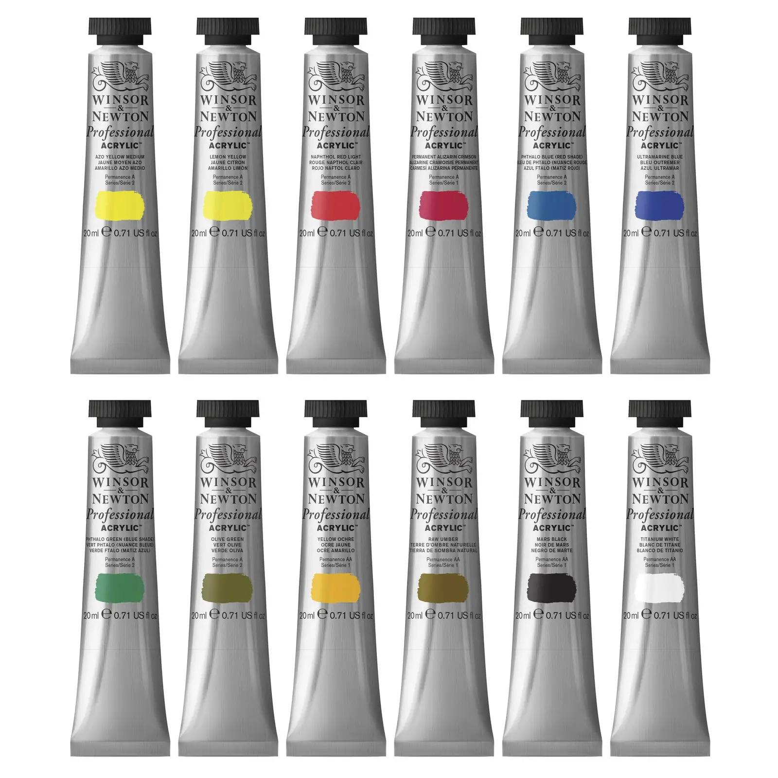 Winsor & Newton akrüülvärvide komplekt — professionaalne 12 värvi – kasutusnäide