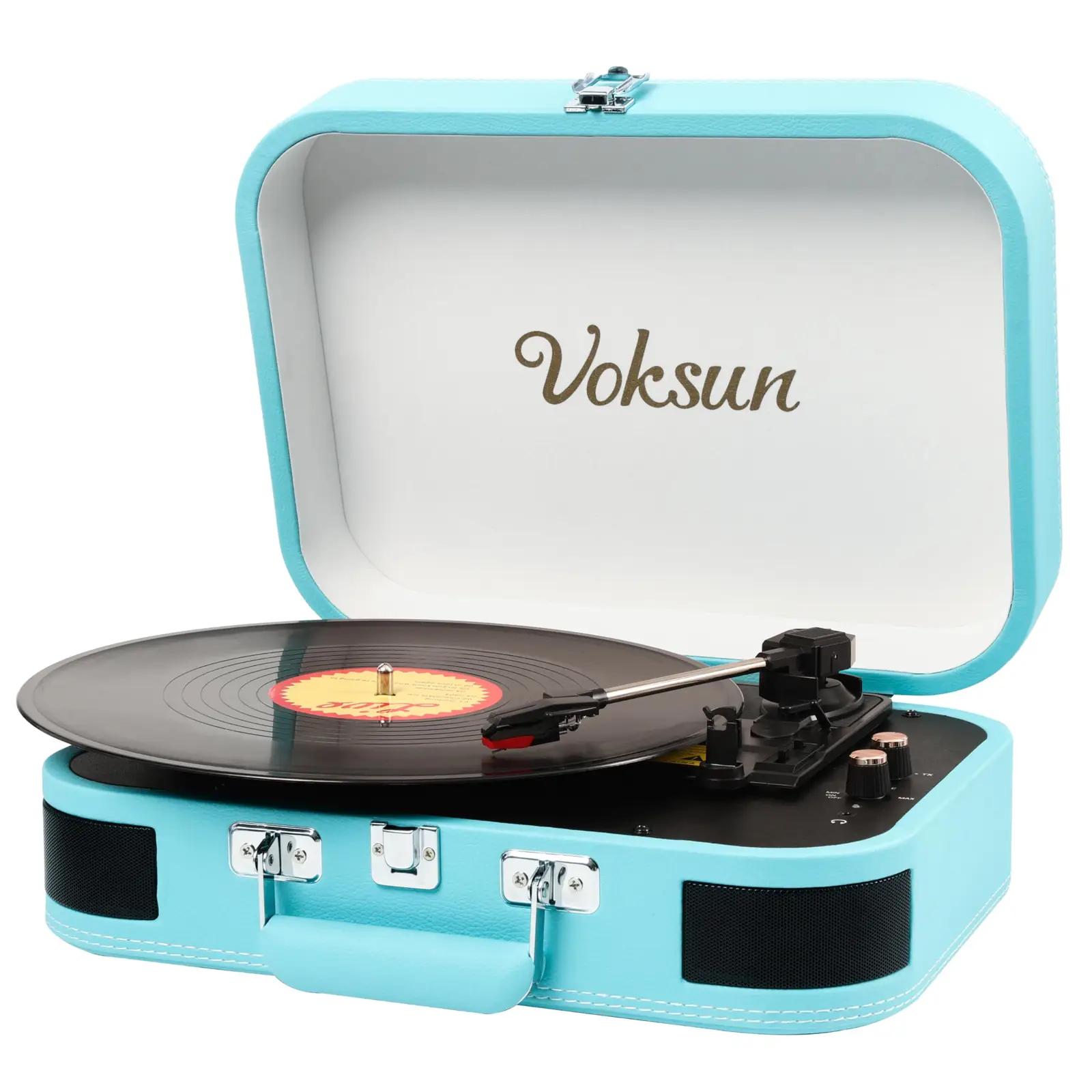 VOKSUN retro vinüülplaadimängija Bluetoothiga — kaasaskantav ja