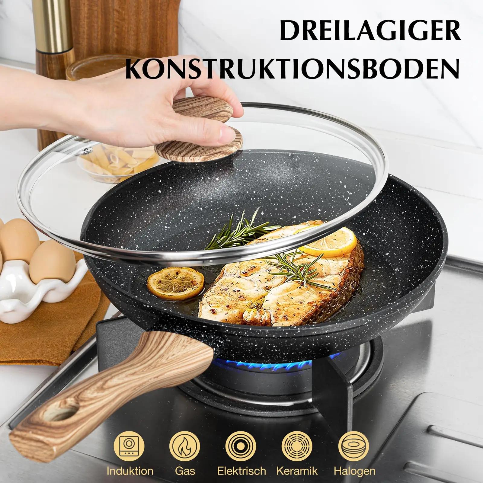 MICHELANGELO kivipõhise 30 cm praepann kaanega – kasutusnäide