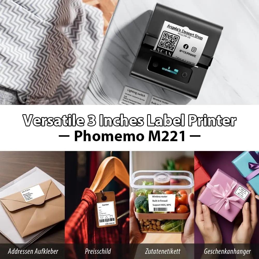 Phomemo hall väike termoprinter koos 3 rull etikettidega – pilt 6