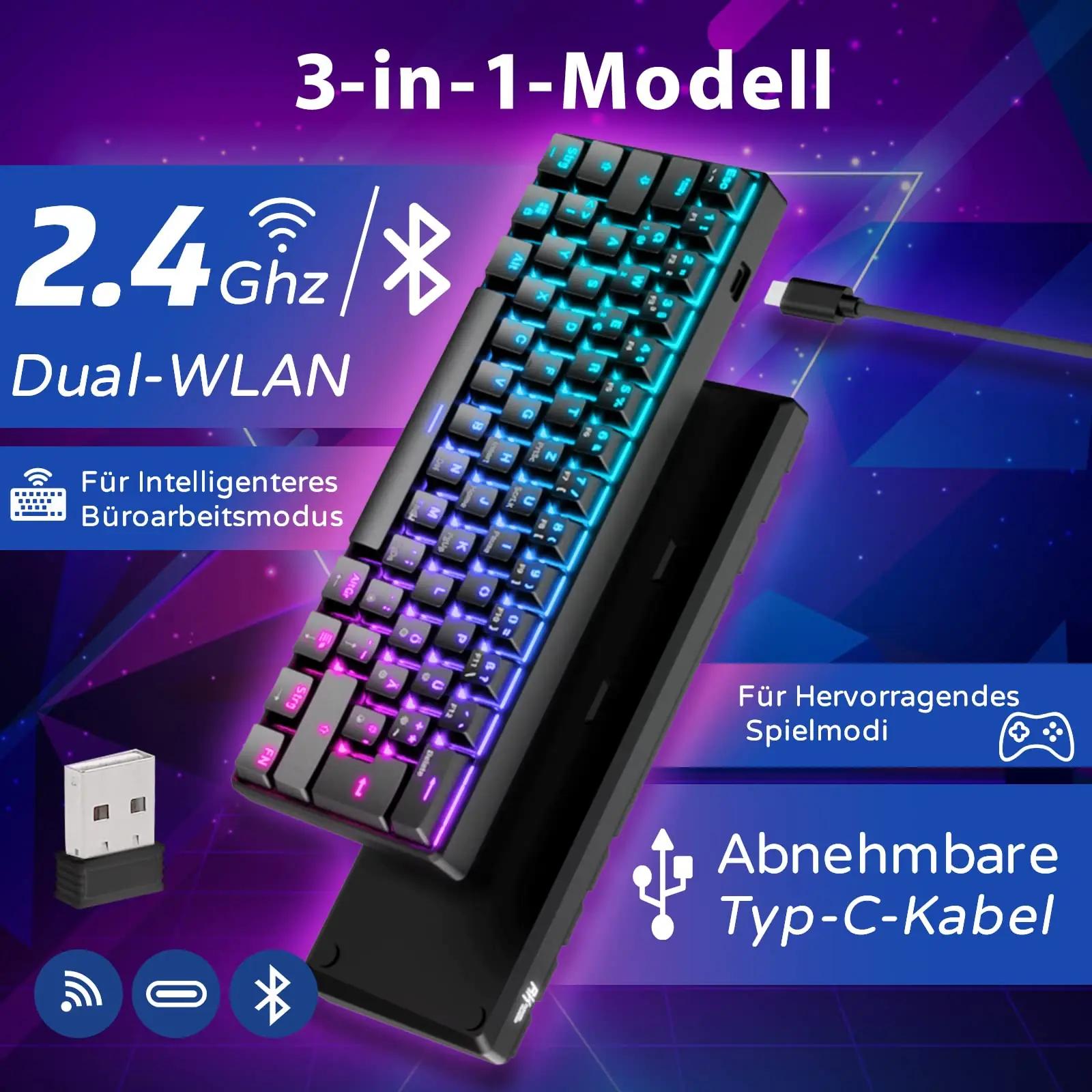 RK ROYAL KLUDGE kerge 60% mehaaniline klaviatuur RGB-valgustusega – detailne vaade