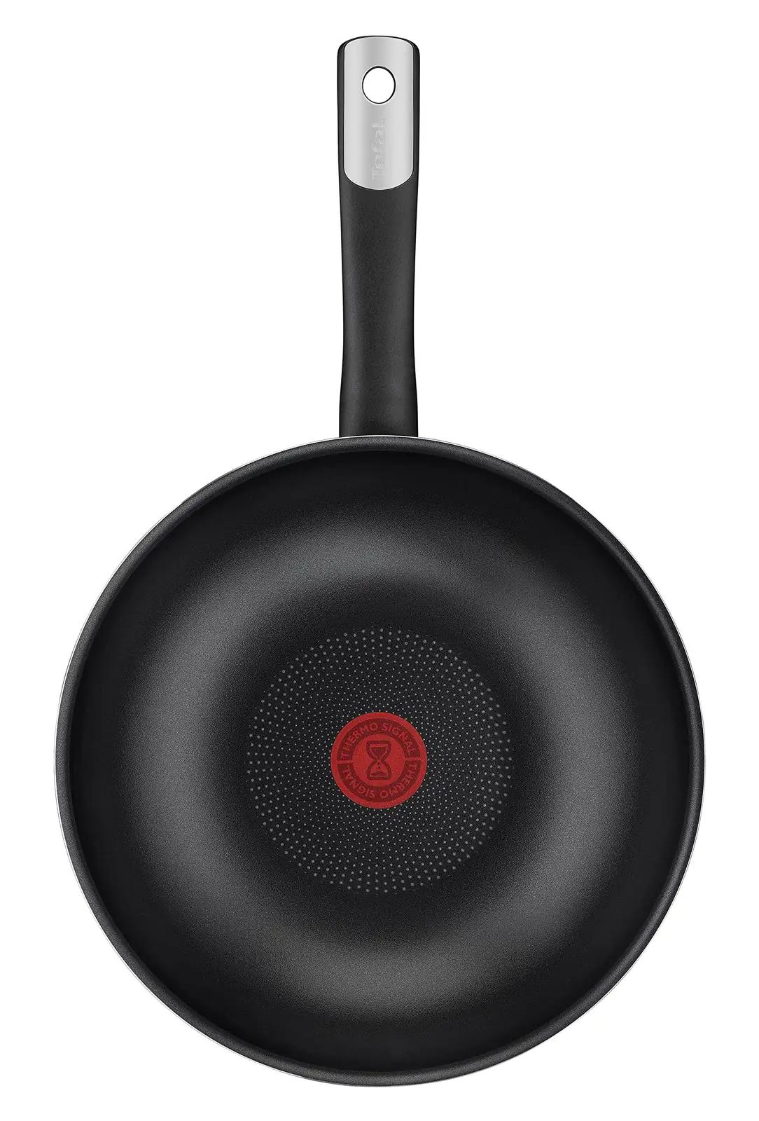 Tefal vastupidav 28 cm Hard Titanium wok — tugev mittetakkuv kate – detailne vaade