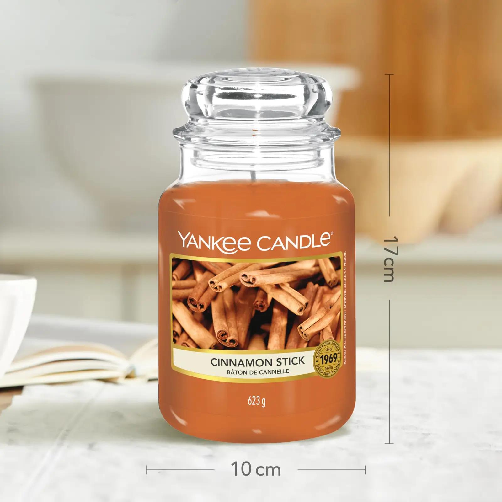 Yankee Candle lõhnaküünal klaasis – kaneel, kauakestev kingitus – pakend ja tarvikud