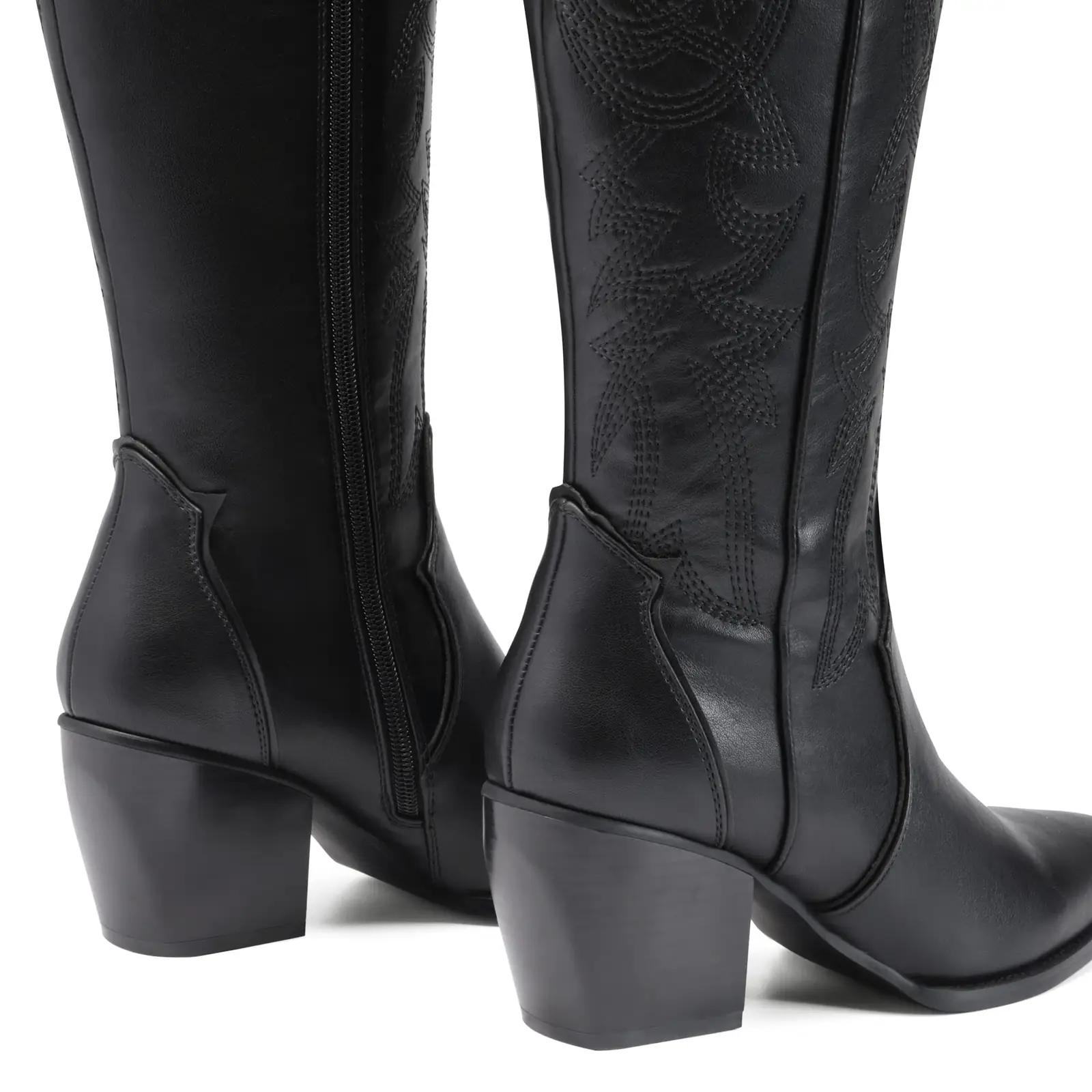 DREAM PAIRS nahkne western-saabas mugava plokkontsaga – pilt 6