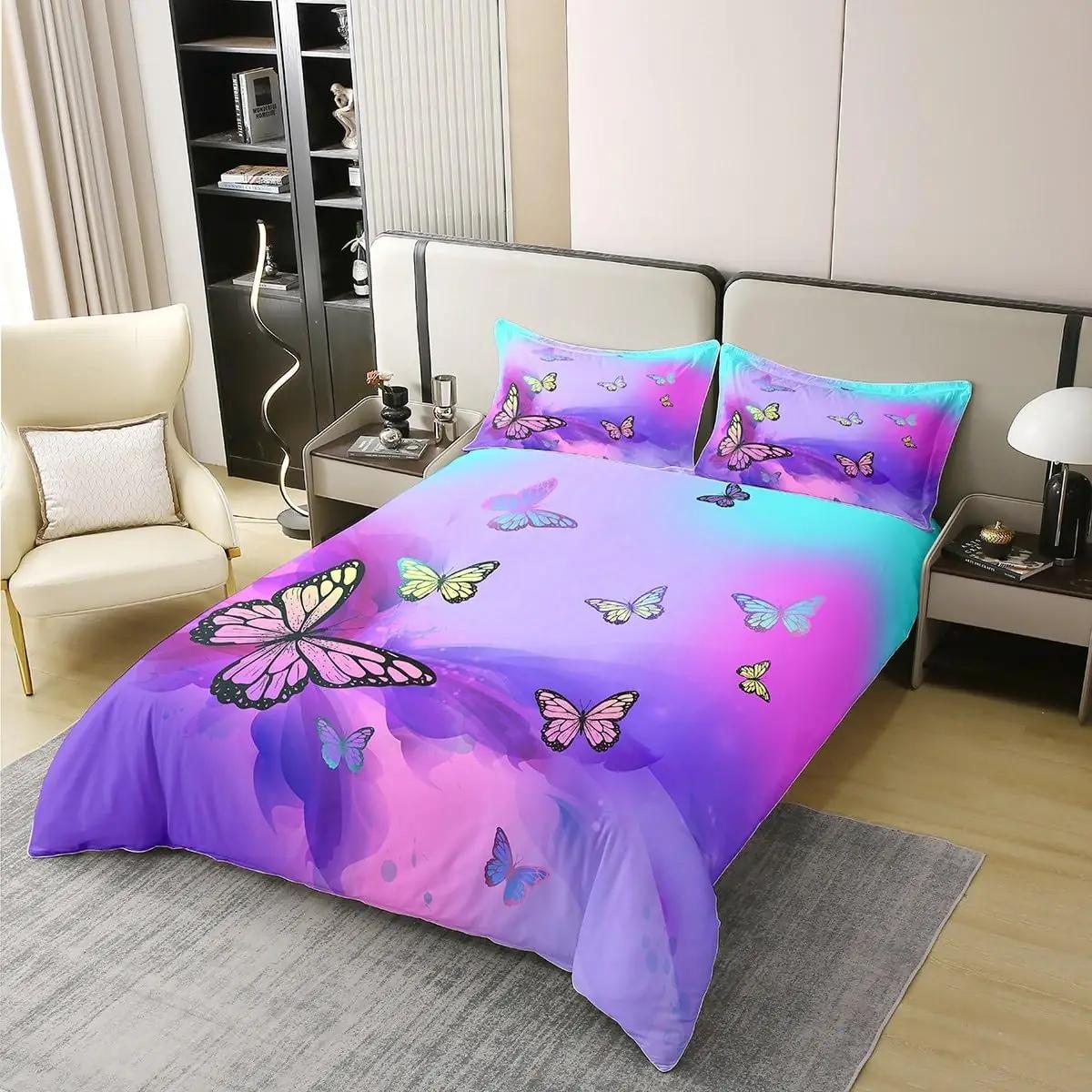 Homewish puuvillane voodipesukomplekt liblikamustriga 140×200 – detailne vaade