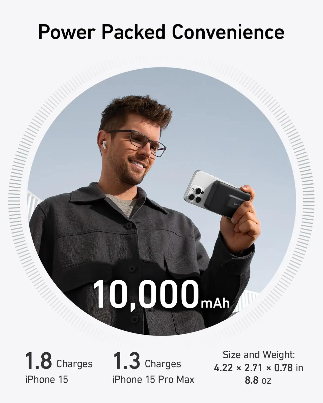 Anker magnetiline MagGo powerbank 10 000 mAh – kiire laadimine – kasutusnäide