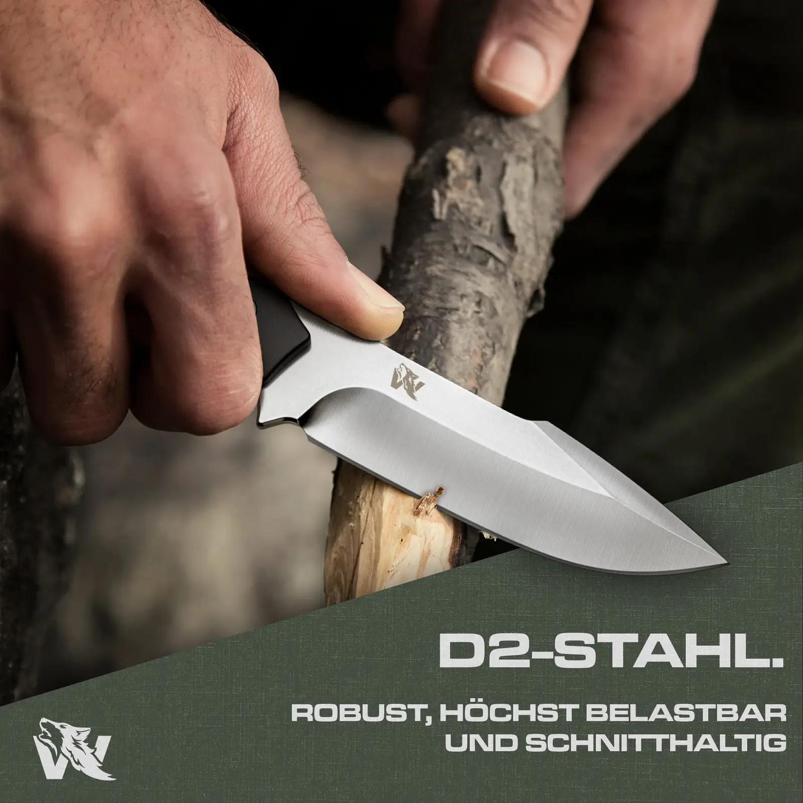 ODENWOLF terasest bushcraft-nuga koos kydex-kotiga — vastupidav – detailne vaade