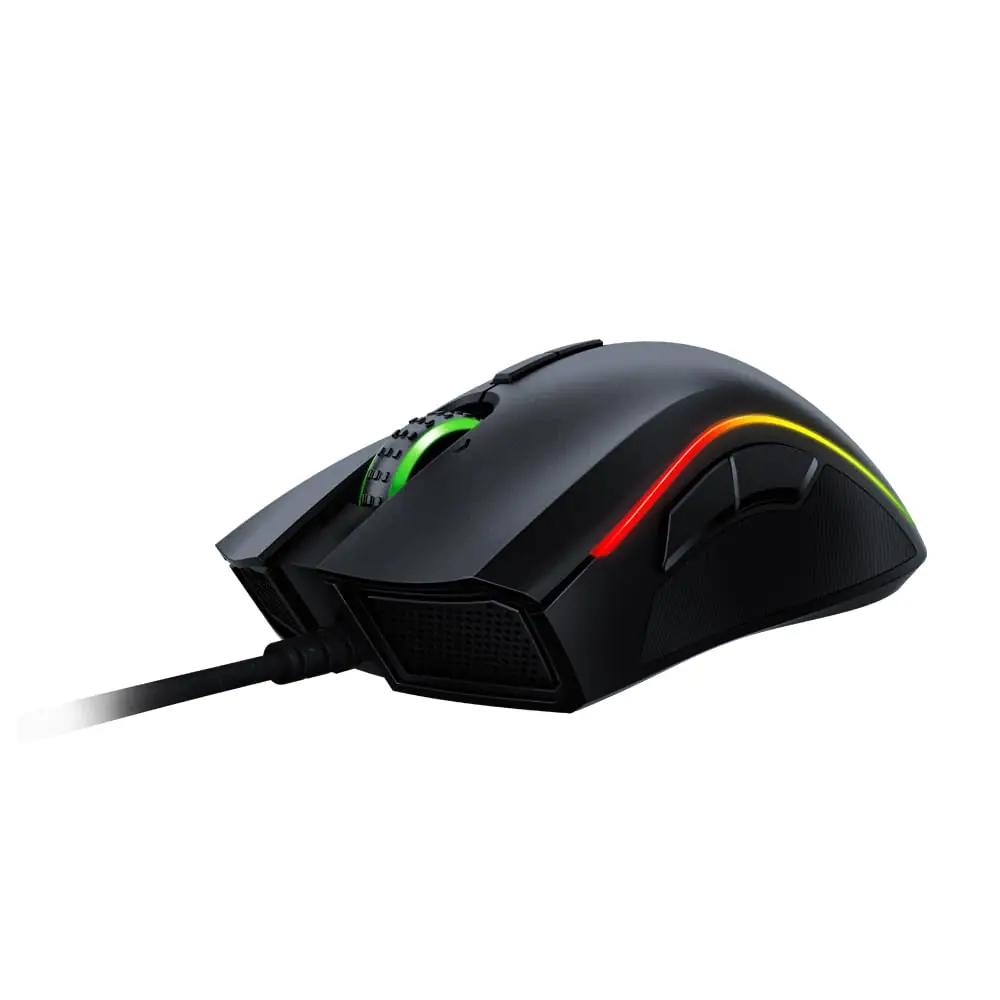 Razer ergonoomiline mänguhiir — täpne optiline sensor ja RGB – pakend ja tarvikud