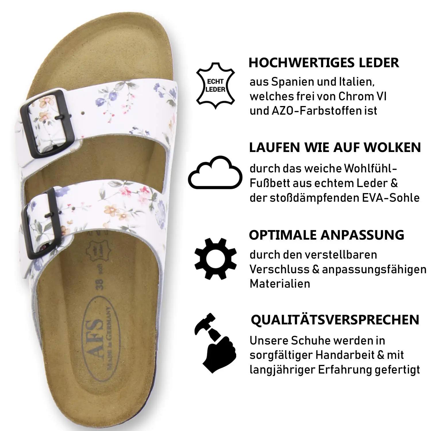 AFS-Schuhe tõelisest nahast mugavad naiste pantolettid (Flower) – detailne vaade