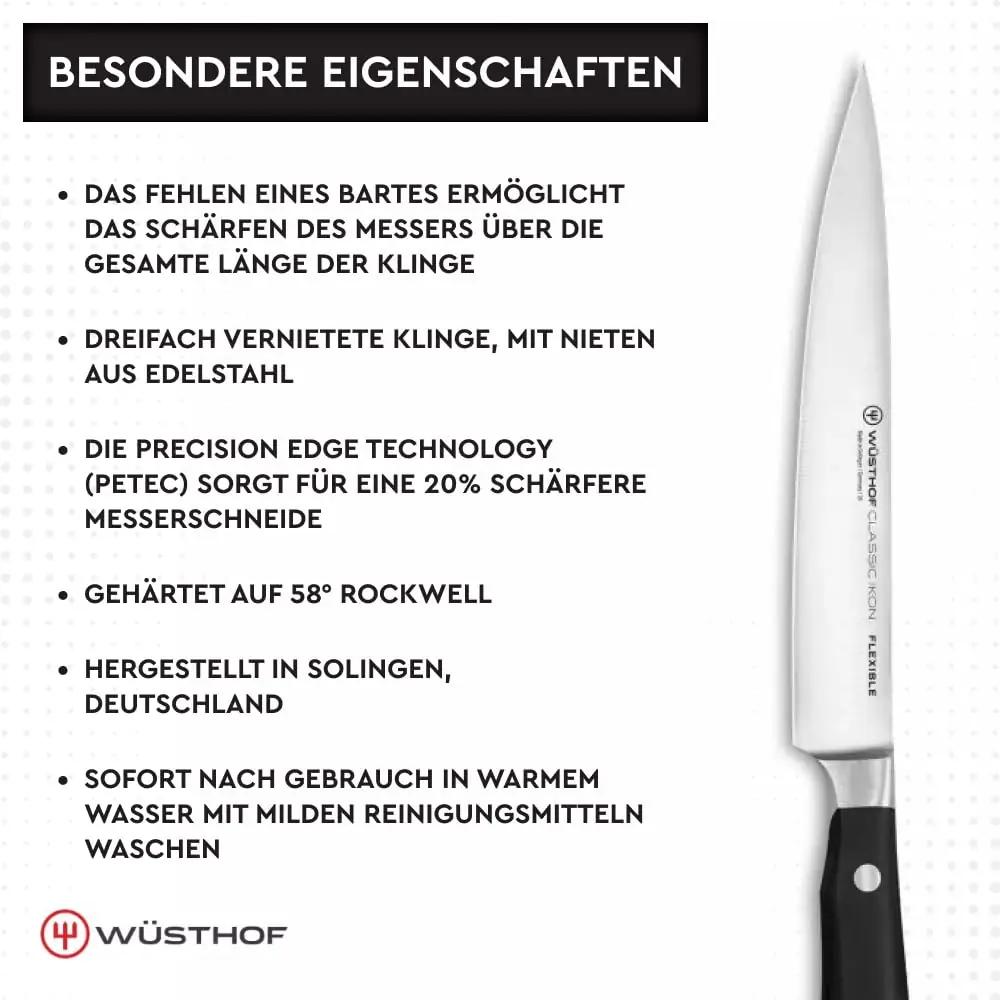 WÜSTHOF Classic Ikon 16 cm filiernuga — täpne roostevaba tera – lisavaade