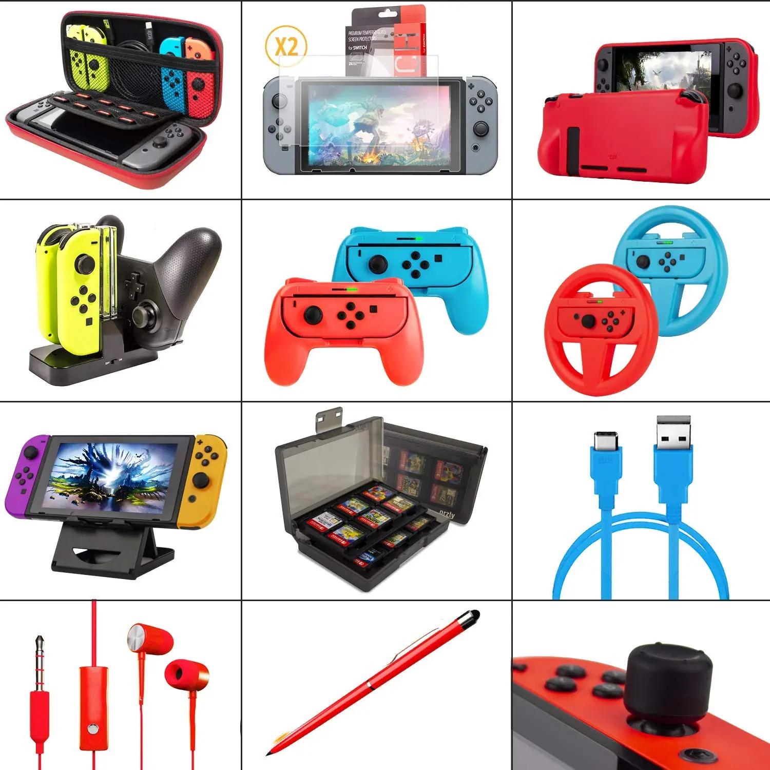 Orzly vastupidav Nintendo Switch tarvikukomplekt – pakend ja tarvikud