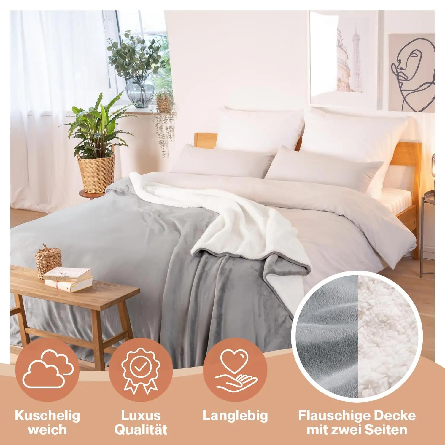 Blumtal pehme Sherpa pleed 230×270 cm – soe ja luksuslik – pakend ja tarvikud