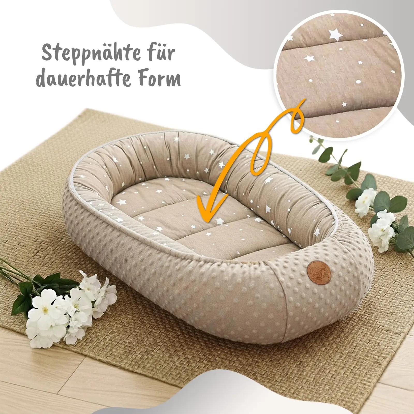 Totsy Baby pehme Minky babynest — hubane ja kaasaskantav – kasutusnäide