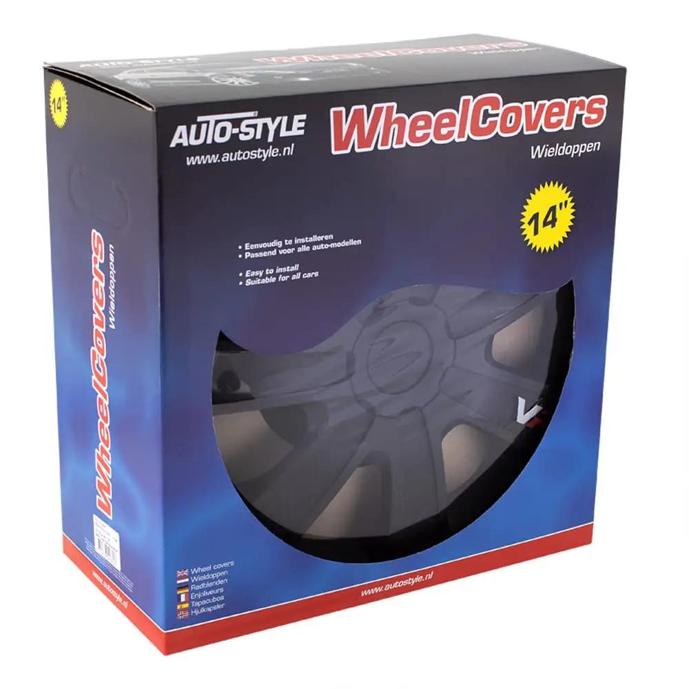 AUTO-STYLE stiilne 14″ must/karbon radkapp komplekt – pakend ja tarvikud