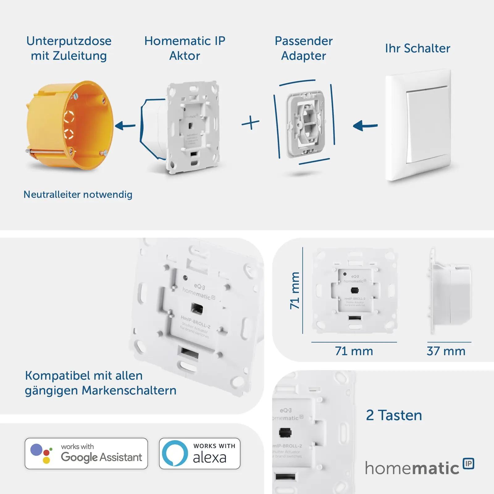 Homematic IP nutikas rulootoide – lihtne juhtimine ja paigaldus – pakend ja tarvikud