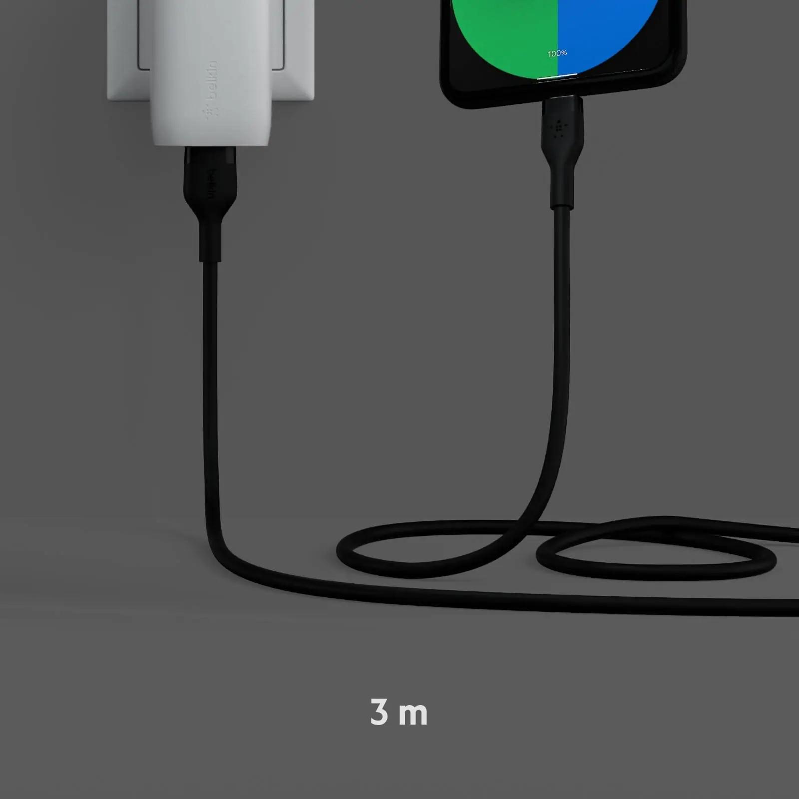 Belkin silikoonist vastupidav USB-C laadimiskaabel 3 m – pilt 6