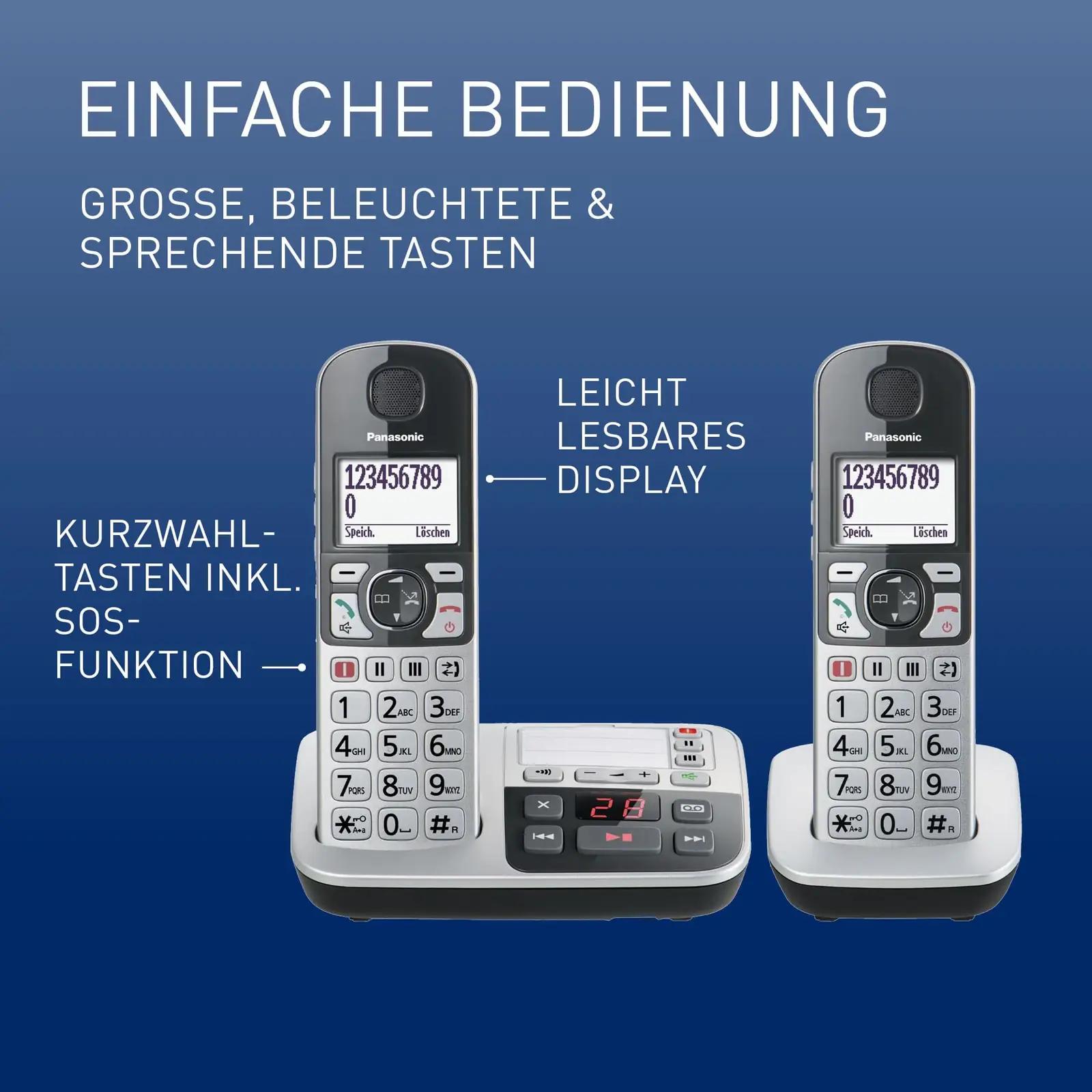 Panasonic KX-TGE522GS telefoni komplektid koos salvestiga – detailne lähivaade
