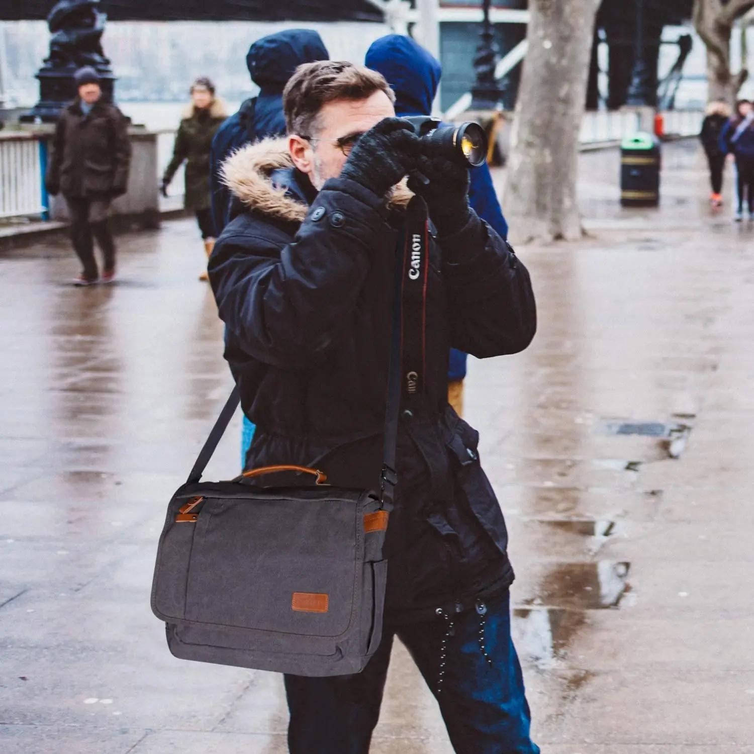 ESTARER veekindel kaamerakott canvasist — turvaline SLR/DSLR – detailne vaade