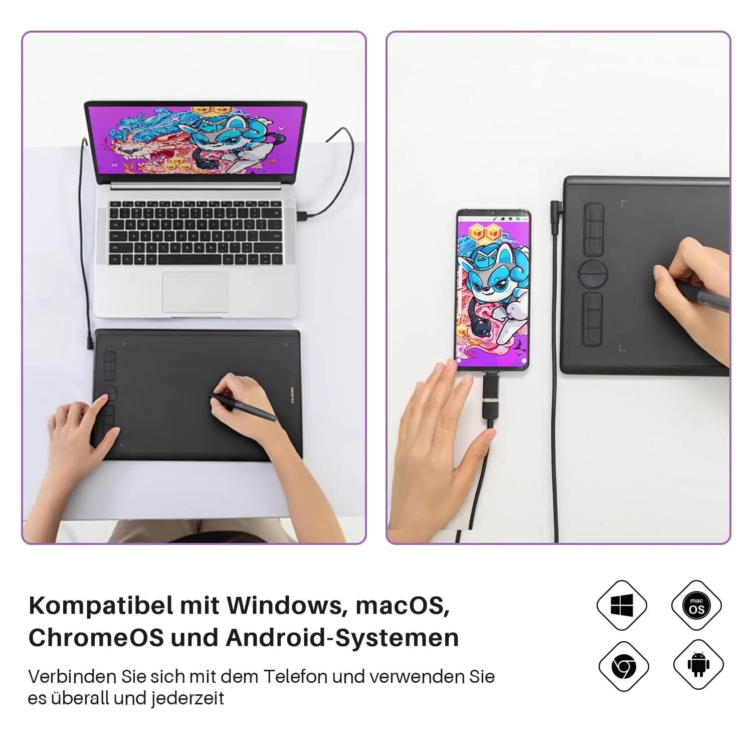 HUION graafikalaud H610X mugav joonistamiseks ja õppimiseks – pakend ja tarvikud
