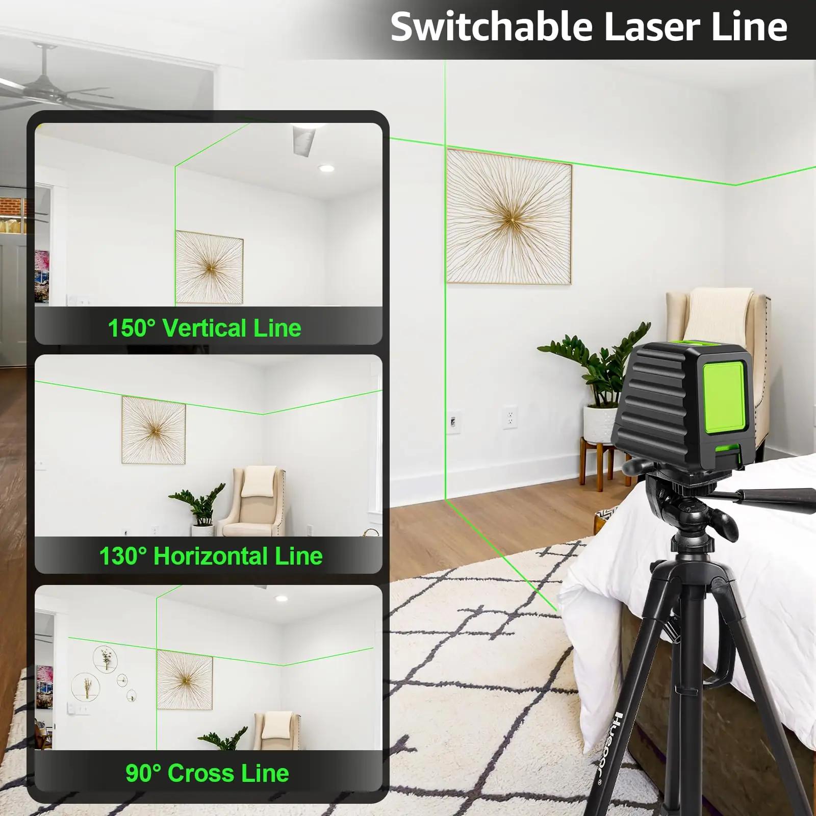 Huepar rohelise joone laser – isetasanduv ja tugev kattega – detailne vaade