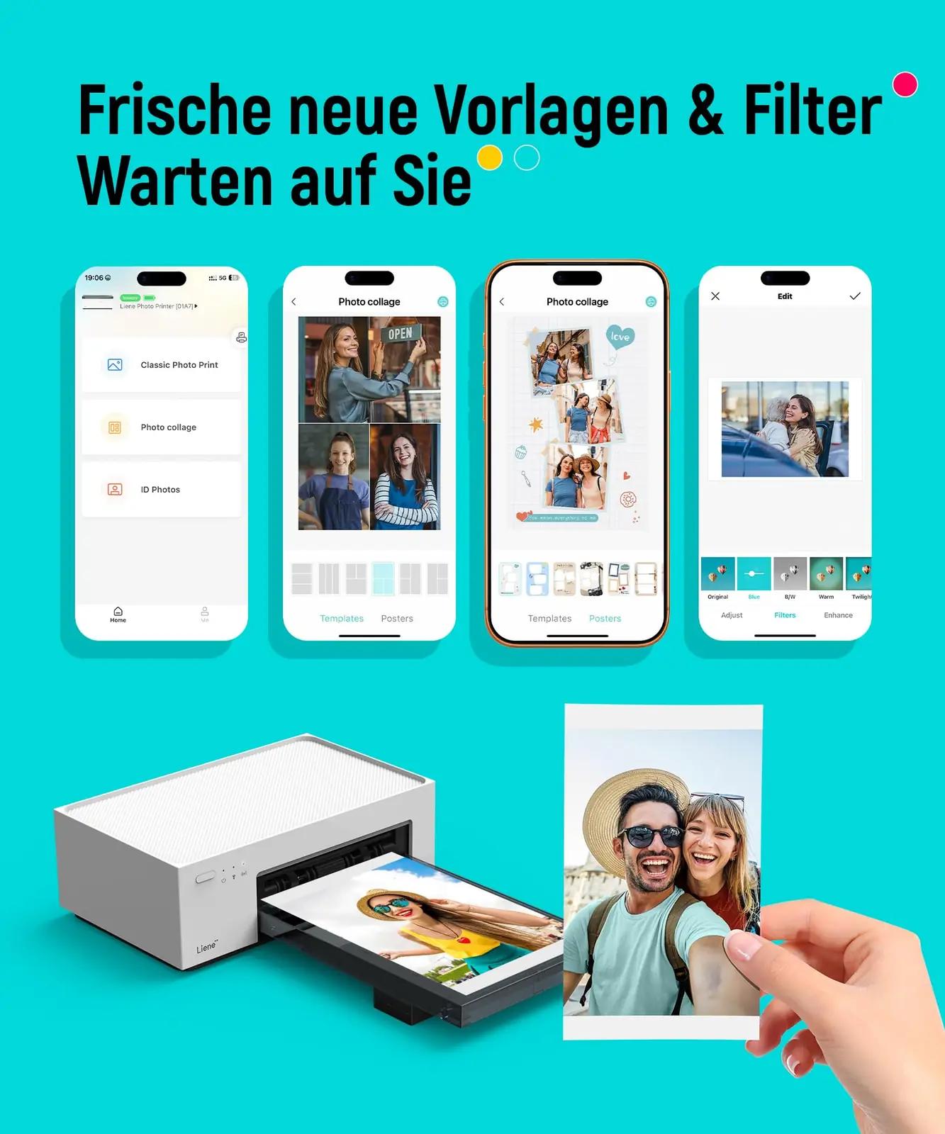 Liene väike fotoprinter 10×15 cm koos paberikomplektiga — – lisavaade