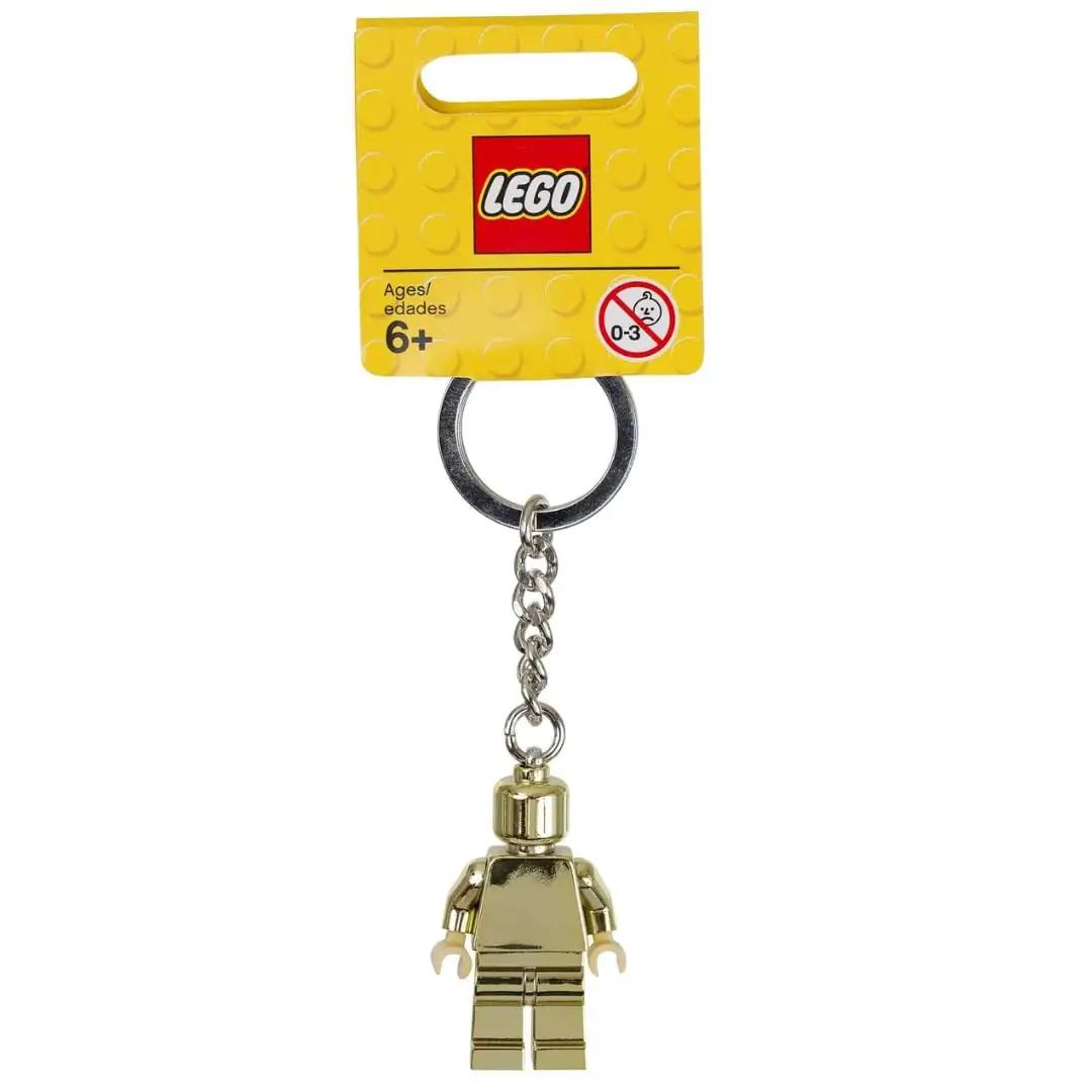 LEGO kuldne metallripats — stiilne võtmehoidja kingitus – detailne vaade