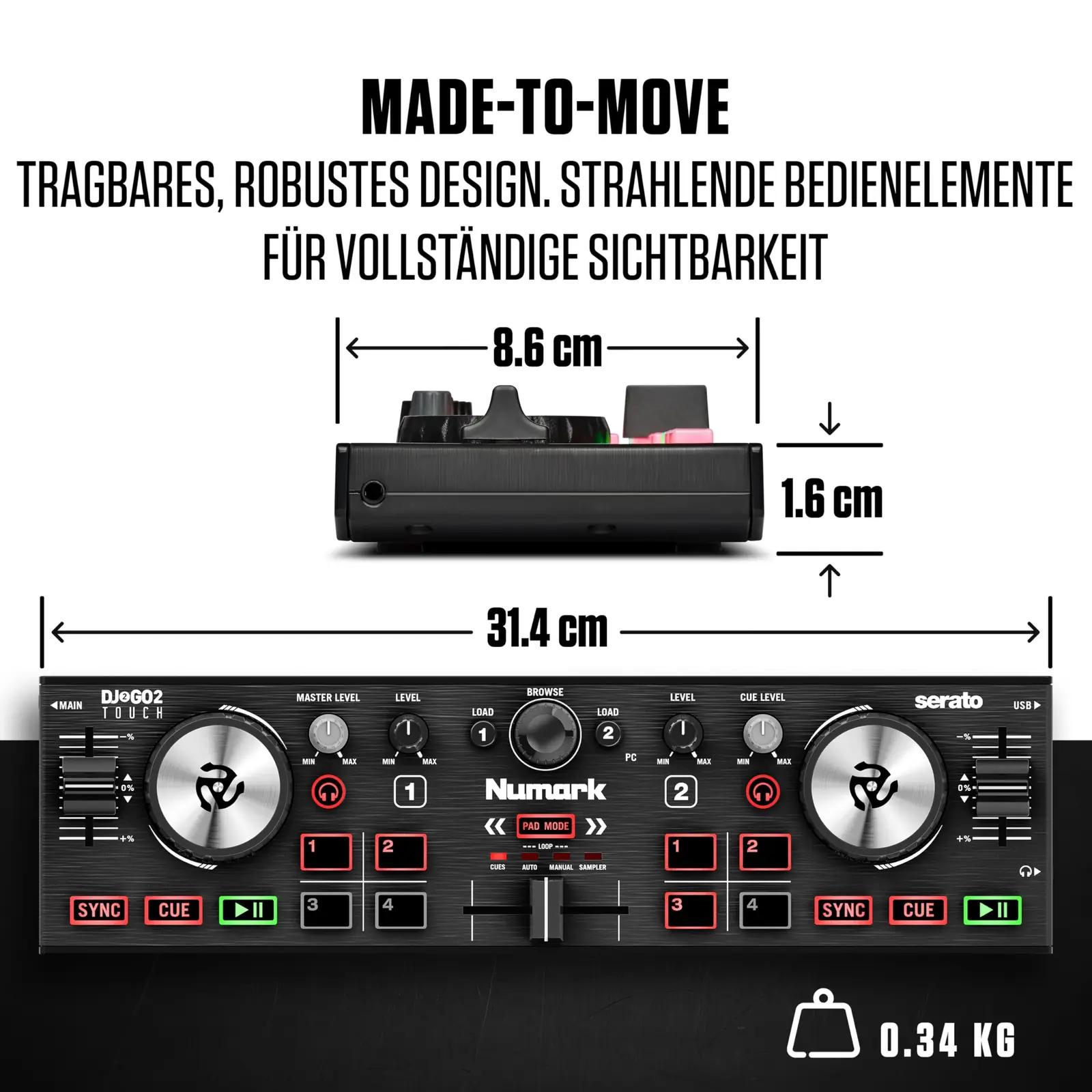 Numark kompaktne DJ-pult — kerge kaasaskantav kaheteljeline seade – kasutusnäide