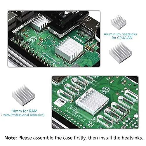 Smraza alumiiniumkorpus Raspberry Pi 3 B+ — jahutus ja toiteplokk – lisavaade