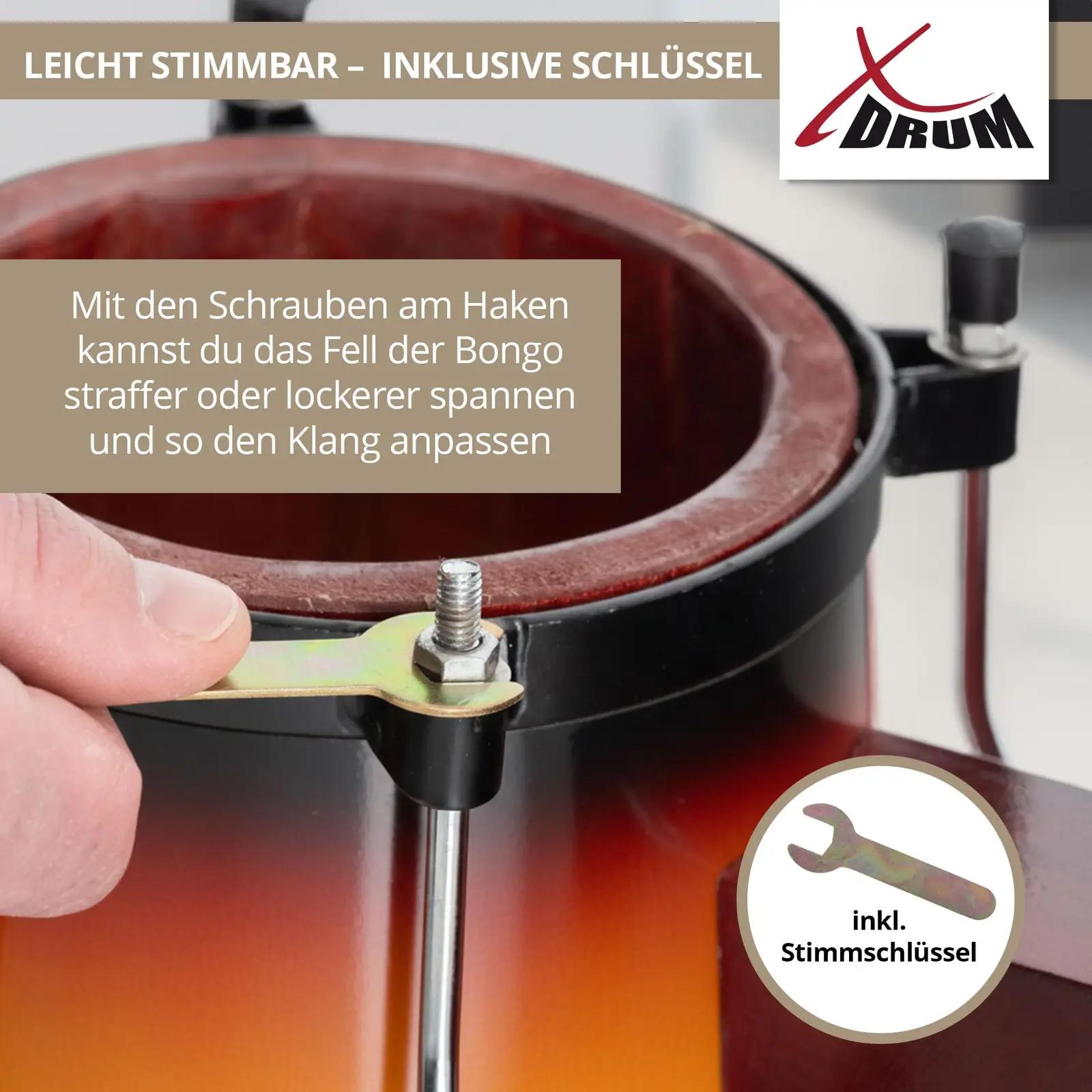 XDrum puidust bongotrommeln – soojad Sunburst toonid – pilt 6