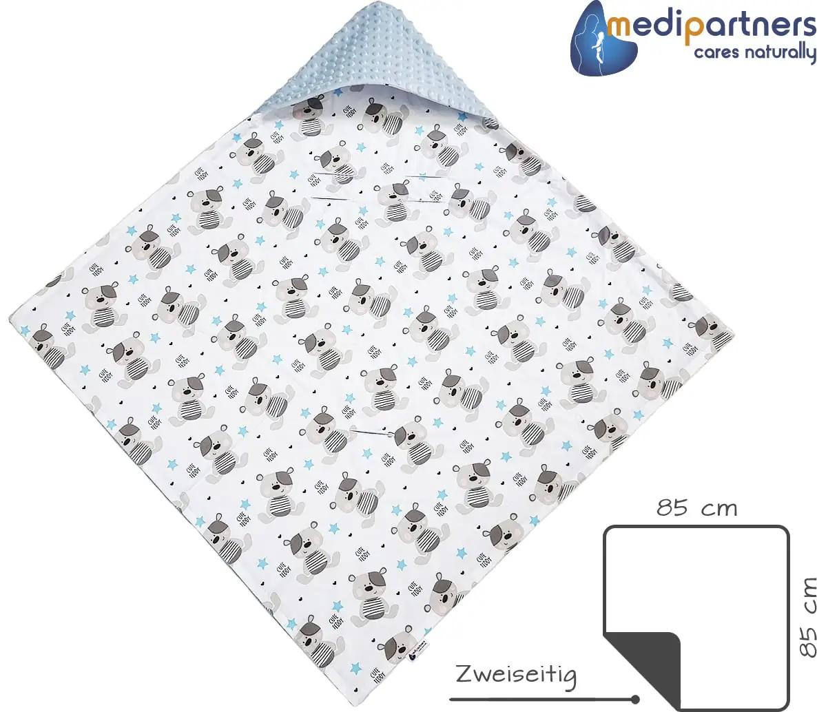 Medi Partners pehme puuvillane beebitekk 85×85 cm – suvine – pakend ja tarvikud