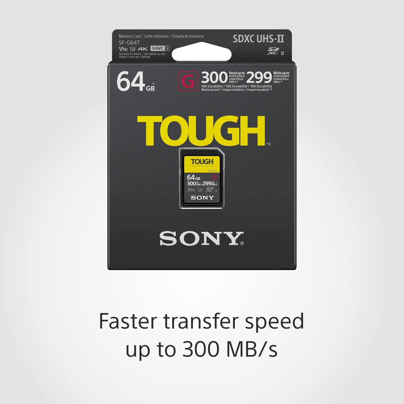 Sony vastupidav SD-kaart 64 GB – kiire UHS-II salvestus – pakend ja tarvikud
