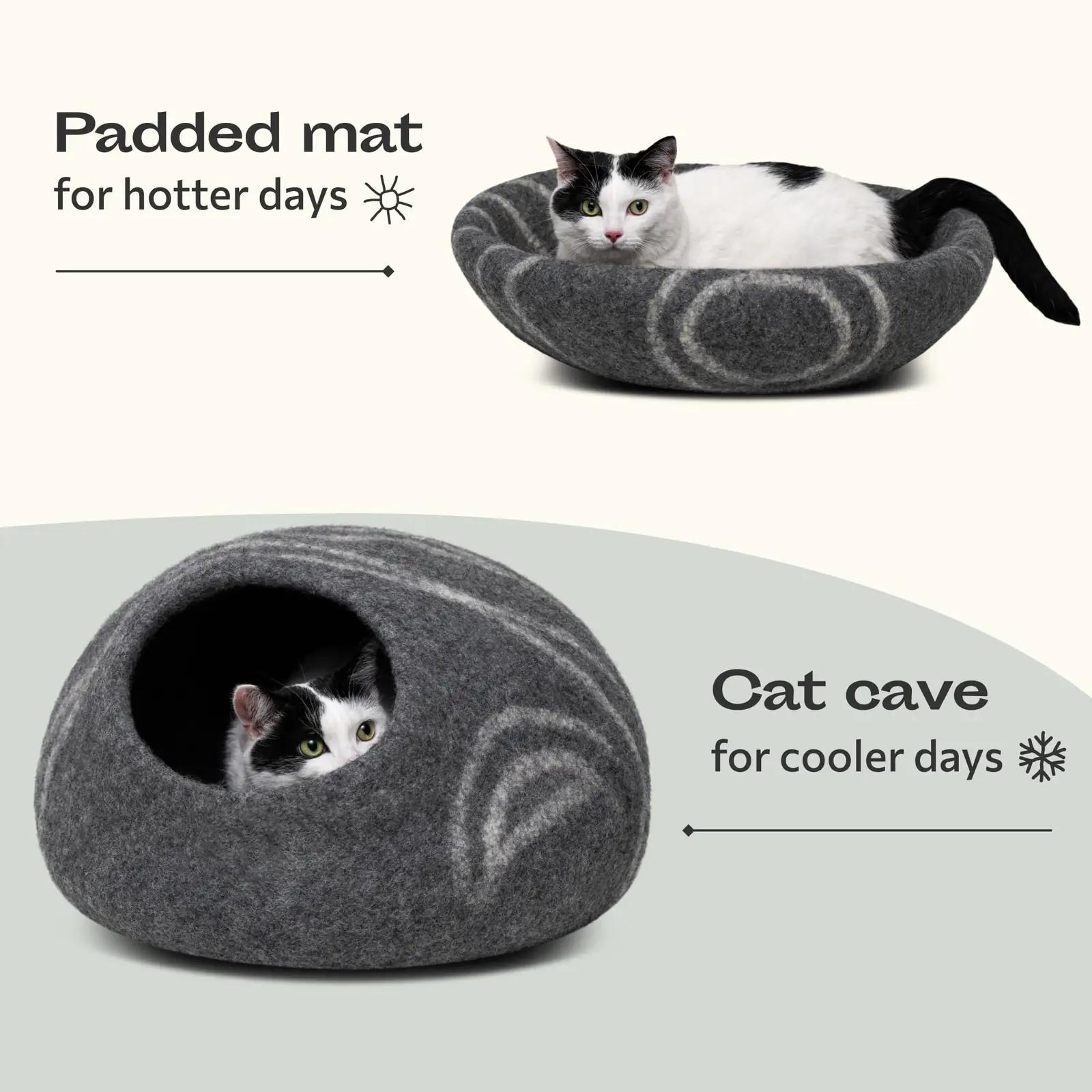 MEOWFIA meriinovillast kassipesa – pehme ja hingav magamisalus – kasutusnäide