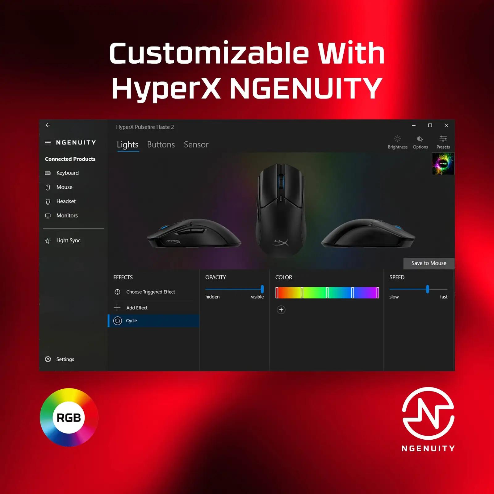 HyperX kerge Pulsefire Haste 2 — täpne mänguhiir 53 g – pilt 11