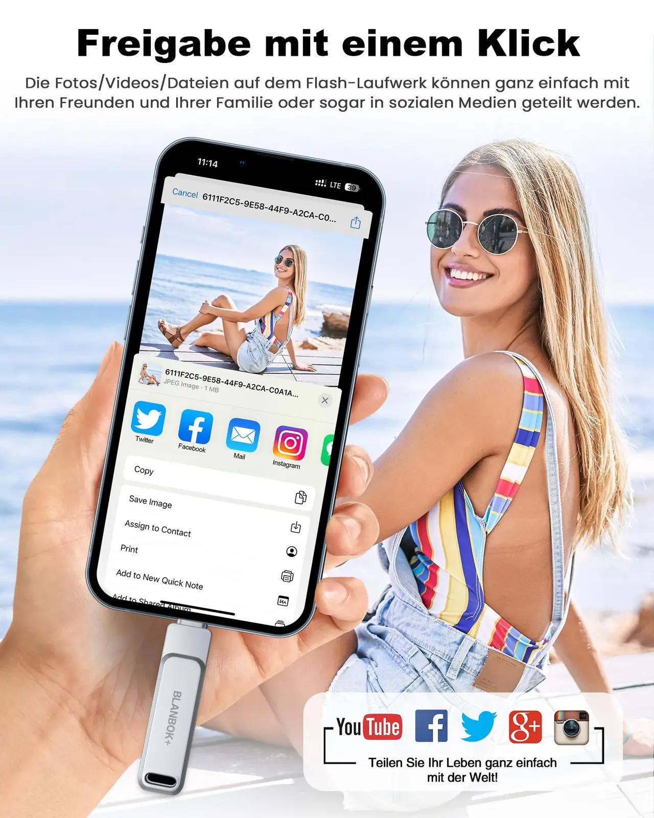 BLANBOK+ 512GB iPhone mälupulk – turvaline Lightning-varu – lisavaade
