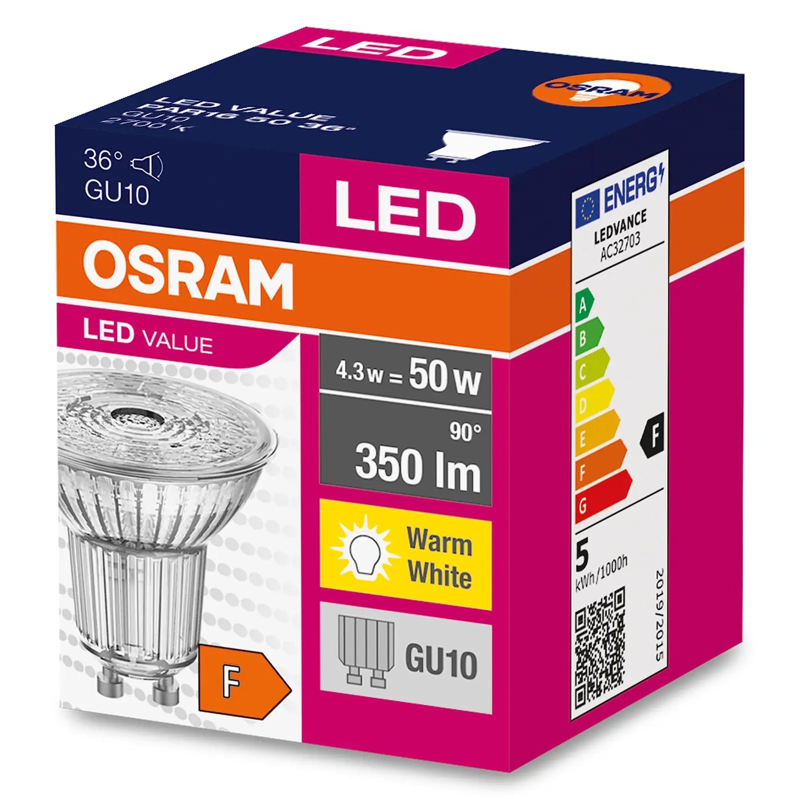 Osram LED lambipakk: soojavalge GU10 reflektor 10tk – pakend ja tarvikud