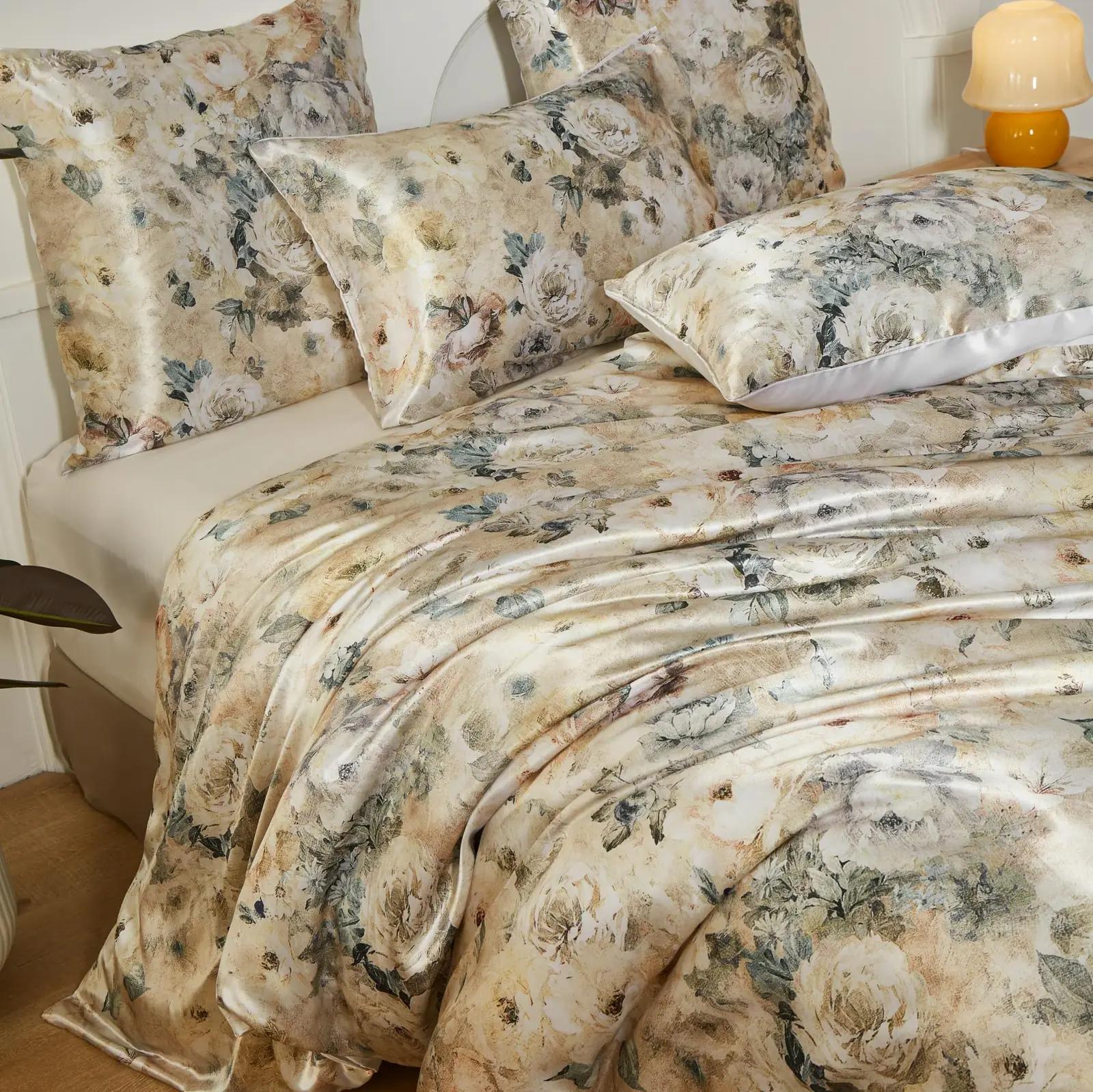 YASMENG satiinvoodipesu 240×260 cm – pehme lillemuster – pakend ja tarvikud